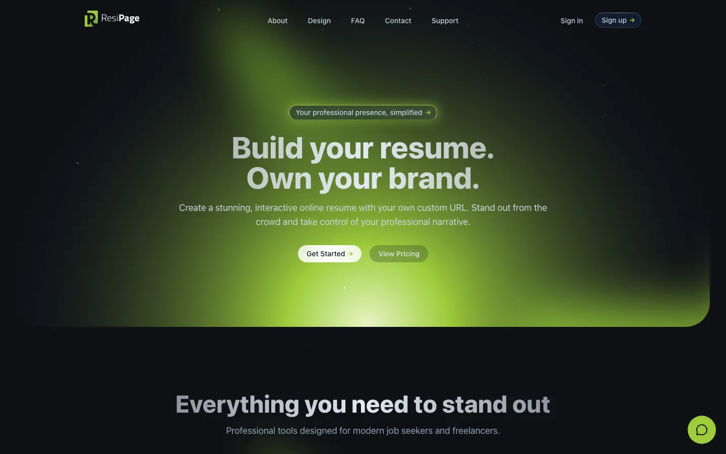 The ResiPage home page